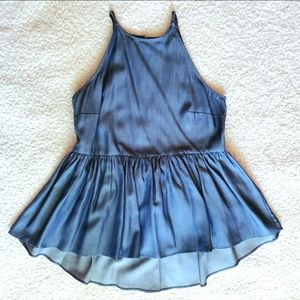 Chambray NWOT Peplum Blouse
